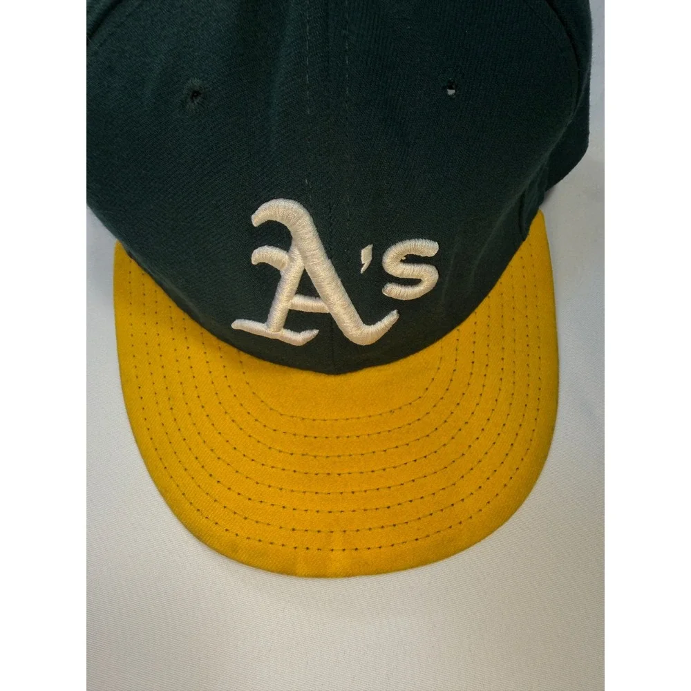 New Era Oakland Athletics 59FIFTY Hat‎ Green Yellow MLB Size 7 3/4 vintage